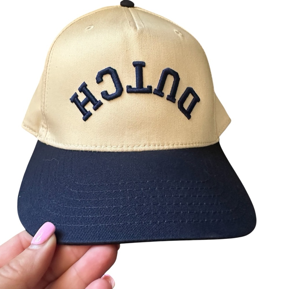 Dutch Bros Employee Hat Upside Down “Dutch” Cream+Navy
